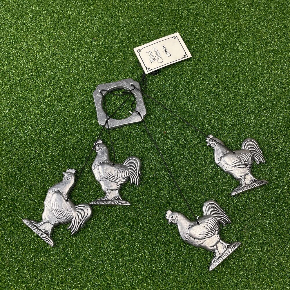 Vintage Carson Rooster Wind Chime Pewter Metal Chicken Farmhouse Decor w/ Tag
